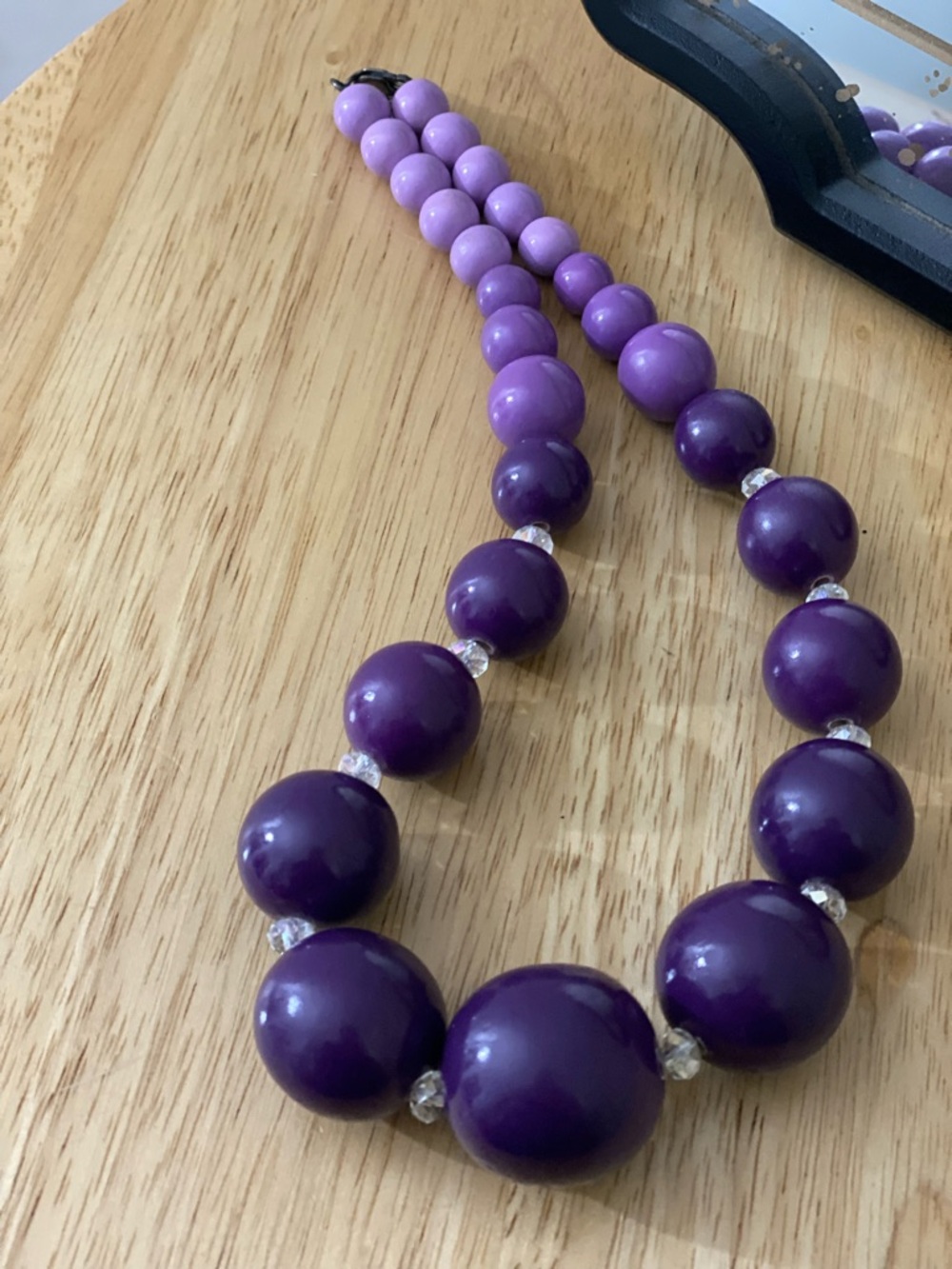 Chunky Beaded Necklace set in Purple and Blue - Picture 7 of 8